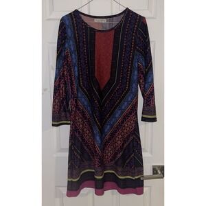 Young Threads Boho Tunic Dress Geometric Folk Inspired Print Large Artsy